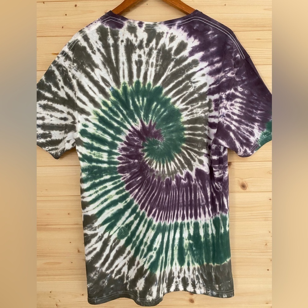 Camo NEW Unisex GILDAN Large Soft Style Tie-Dye Spiral Green Brown T-Shirt - Picture 5 of 10